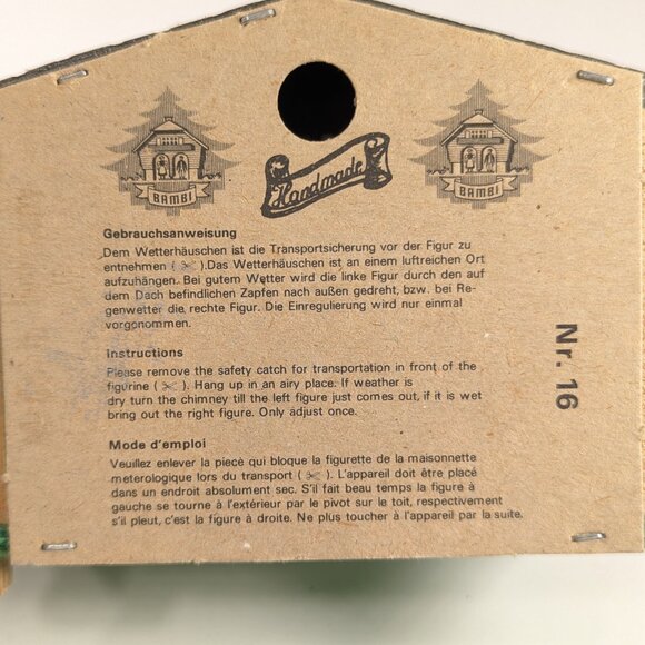 Vintage Swiss Chalet Weather House, Alpine Novelty Cottage Thermometer Barometer - Picture 7 of 9